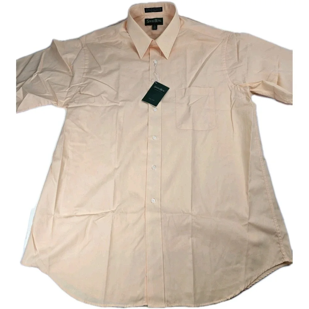 New NOS Savile Row Men's Size‎ 16 1/2 Short Sleeve Dress Shirt Sherbet Orange